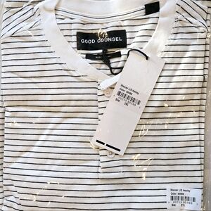 Good Counsel Striped Knit Henley Shirt Long Sleeve 2XL NWT